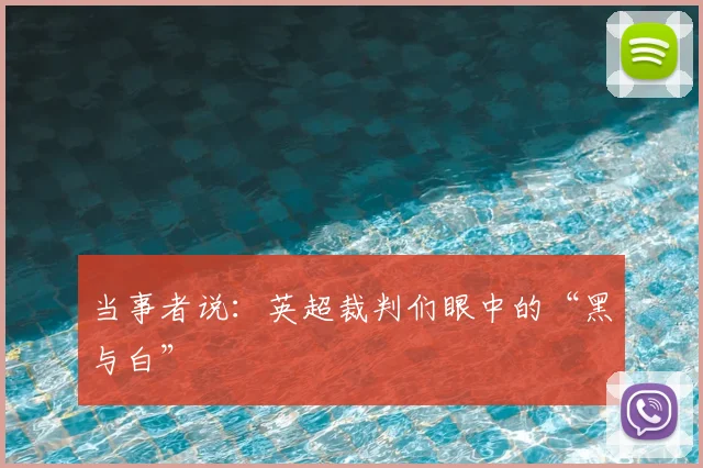 当事者说:英超裁判们眼中的“黑与白”
